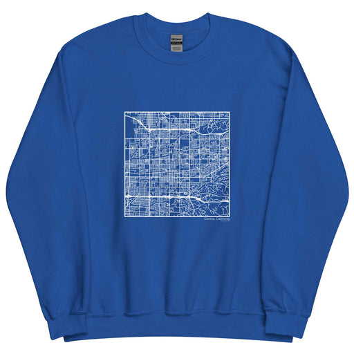 Covina California  Map Unisex Crewneck Sweater with City inscription in Royal Blue