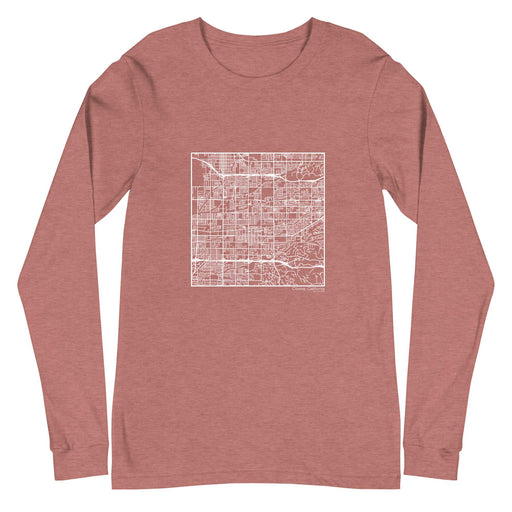 Covina California  Map Unisex Long-Sleeve T-shirt with City inscription in Heather Mauve