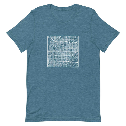 Covina California  Map Unisex T-Shirt with City inscription in Heather Teal