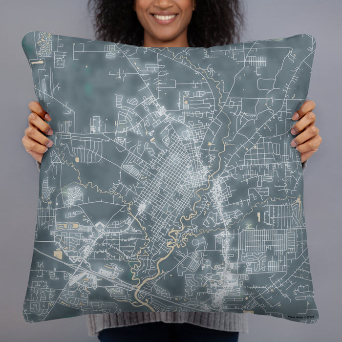 Person holding 22x22 Custom Covington Louisiana Map Throw Pillow in Afternoon