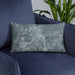 Custom Covington Louisiana Map Throw Pillow in Afternoon on Blue Colored Chair