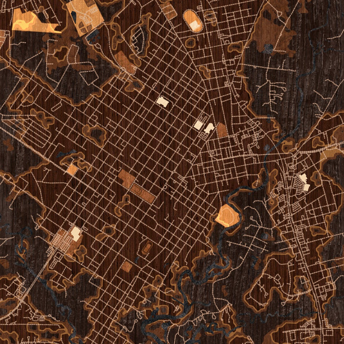 Covington Louisiana Map Print in Ember Style Zoomed In Close Up Showing Details
