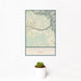 12x18 Coyote Gulch Utah Map Print Portrait Orientation in Woodblock Style With Small Cactus Plant in White Planter