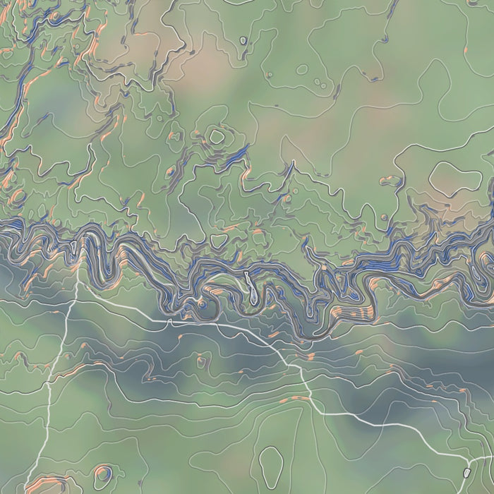 Coyote Gulch Utah Map Print in Afternoon Style Zoomed In Close Up Showing Details
