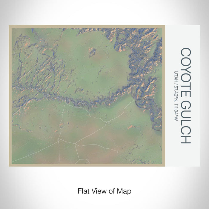 Rendered View of Coyote Gulch Utah Map on 20oz Stainless Steel Insulated Bottle with Bamboo Top with printed afternoon style map