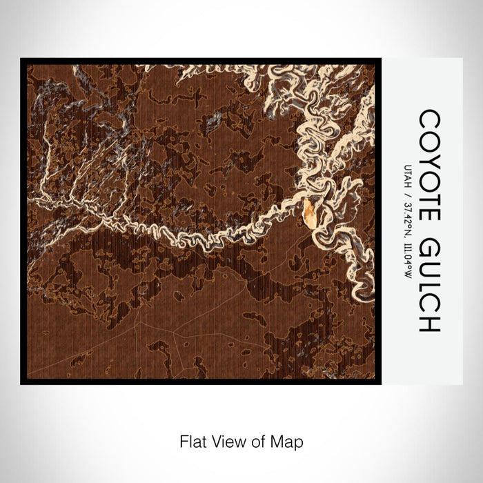 Rendered View of Coyote Gulch Utah Map on 20oz Stainless Steel Insulated Bottle with Bamboo Top with printed ember style map