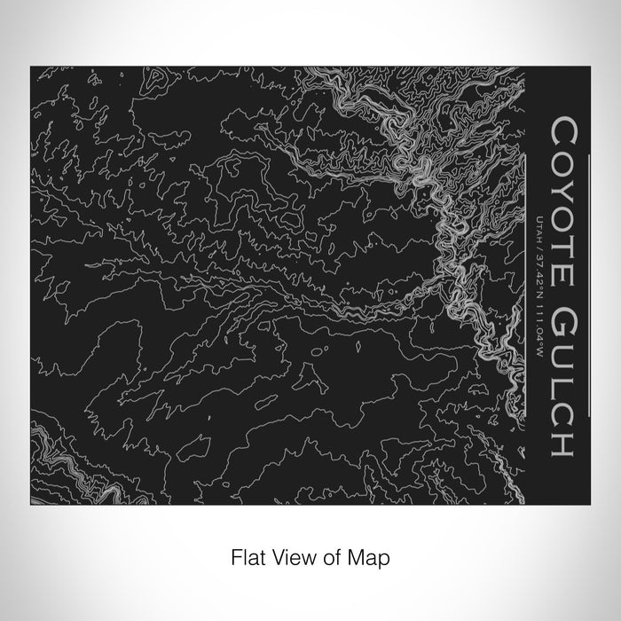 Rendered View of Coyote Gulch Utah Map on 20oz Stainless Steel Insulated Bottle with Bamboo Top in Black