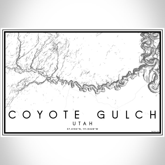 Coyote Gulch Utah Map Print Landscape Orientation in Classic Style With Shaded Background