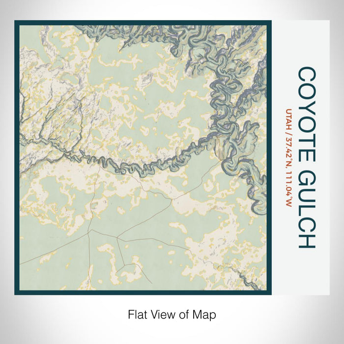 Rendered View of Coyote Gulch Utah Map on 17oz Stainless Steel Insulated Tumbler in Woodblock Map Style