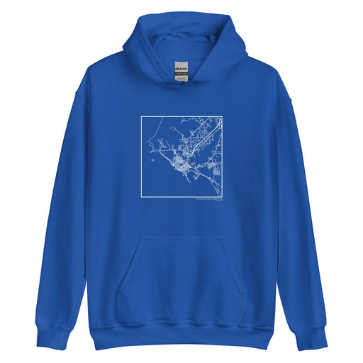 Crescent City California  Map Unisex Hoodie Sweater with City inscription in Royal Blue