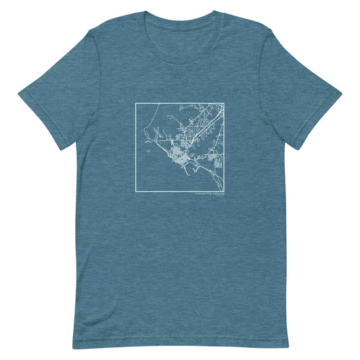 Crescent City California  Map Unisex T-Shirt with City inscription in Heather Teal