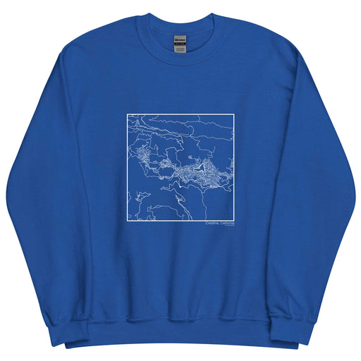 Crestline California  Map Unisex Crewneck Sweater with City inscription in Royal Blue