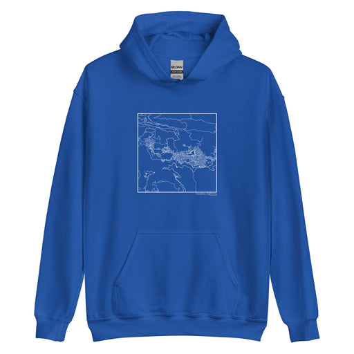 Crestline California  Map Unisex Hoodie Sweater with City inscription in Royal Blue