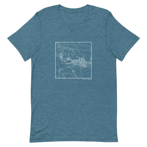 Crestline California  Map Unisex T-Shirt with City inscription in Heather Teal