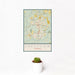 12x18 Crestview Florida Map Print Portrait Orientation in Woodblock Style With Small Cactus Plant in White Planter