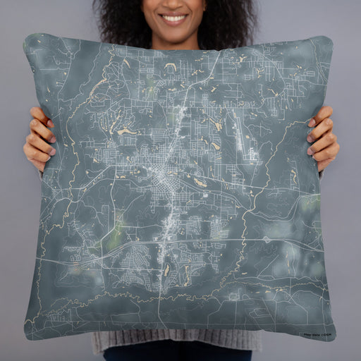 Person holding 22x22 Custom Crestview Florida Map Throw Pillow in Afternoon