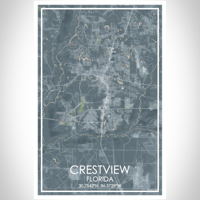 Crestview Florida Map Print Portrait Orientation in Afternoon Style With Shaded Background
