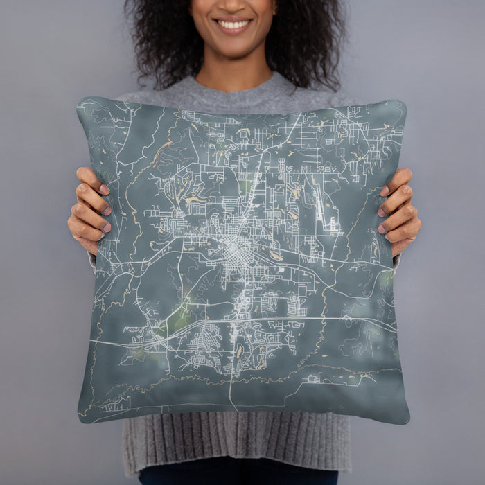 Person holding 18x18 Custom Crestview Florida Map Throw Pillow in Afternoon