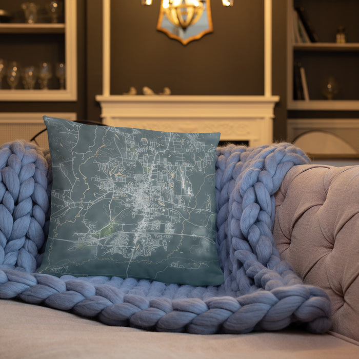 Custom Crestview Florida Map Throw Pillow in Afternoon on Cream Colored Couch