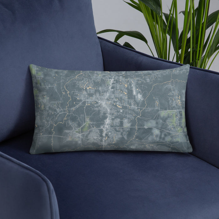 Custom Crestview Florida Map Throw Pillow in Afternoon on Blue Colored Chair