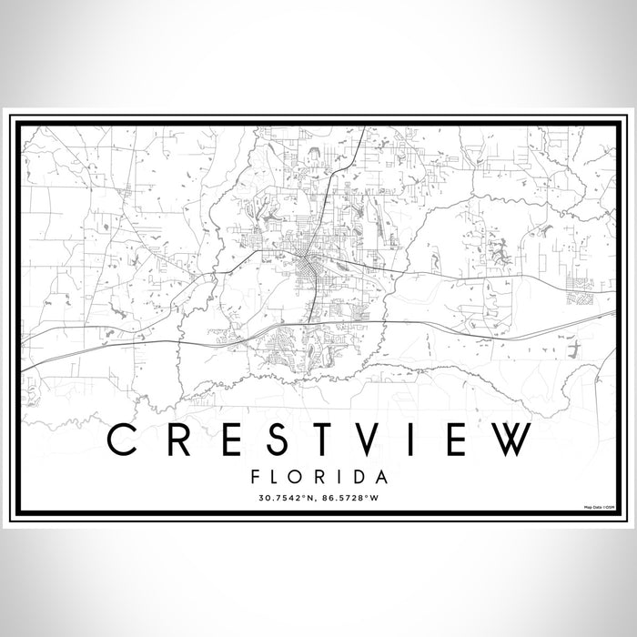 Crestview Florida Map Print Landscape Orientation in Classic Style With Shaded Background