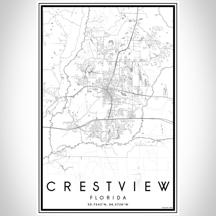 Crestview Florida Map Print Portrait Orientation in Classic Style With Shaded Background