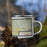 Right View Custom Crestview Florida Map Enamel Mug in Woodblock on Grass With Trees in Background