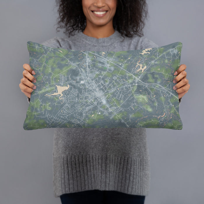 Person holding 20x12 Custom Crossville Tennessee Map Throw Pillow in Afternoon