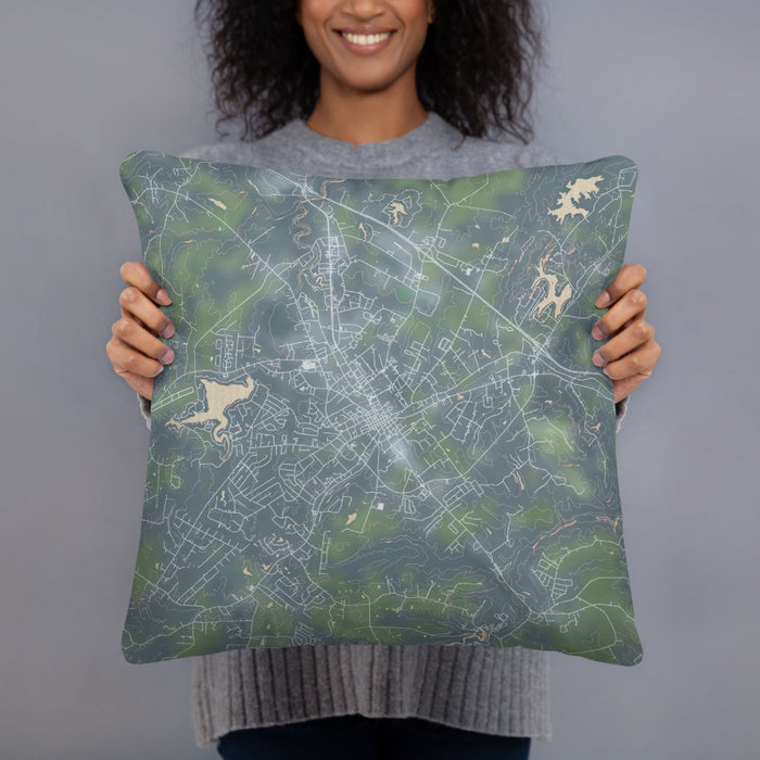 Person holding 18x18 Custom Crossville Tennessee Map Throw Pillow in Afternoon