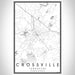 Crossville Tennessee Map Print Portrait Orientation in Classic Style With Shaded Background