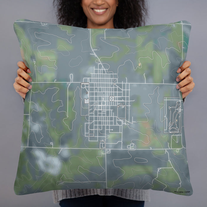 Person holding 22x22 Custom Cuba City Wisconsin Map Throw Pillow in Afternoon