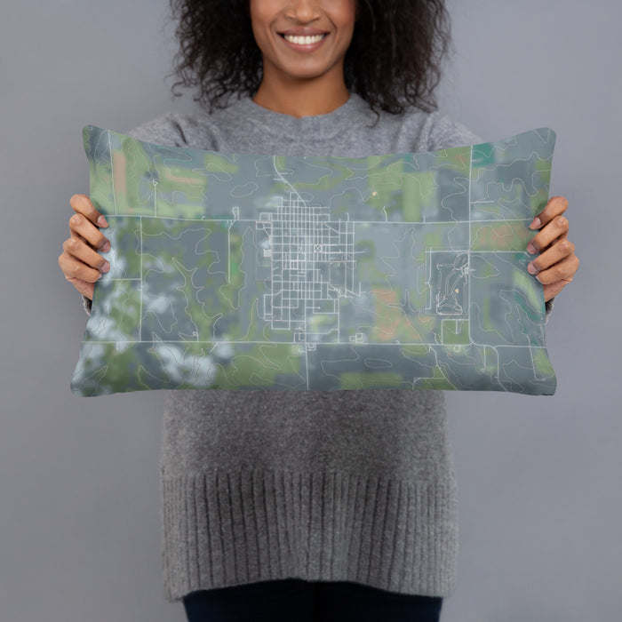 Person holding 20x12 Custom Cuba City Wisconsin Map Throw Pillow in Afternoon