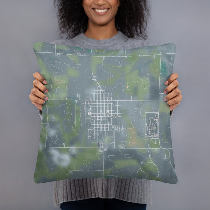 Person holding 18x18 Custom Cuba City Wisconsin Map Throw Pillow in Afternoon