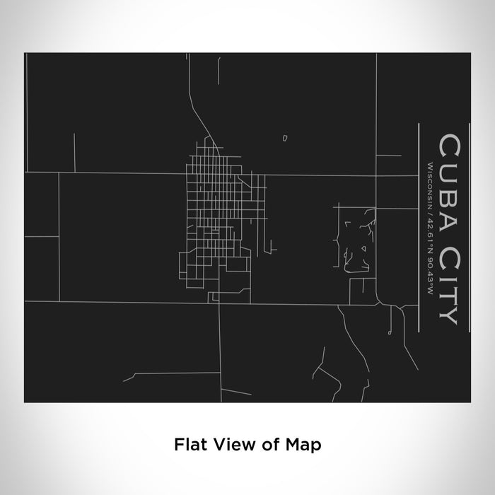 Rendered View of Cuba City Wisconsin Map Engraving on 20oz Stainless Steel Insulated Bottle with Bamboo Top in Black