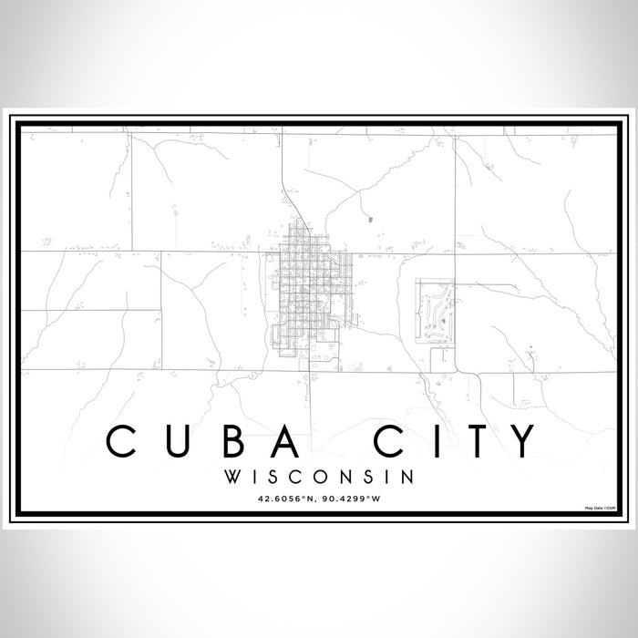 Cuba City Wisconsin Map Print Landscape Orientation in Classic Style With Shaded Background