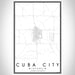 Cuba City Wisconsin Map Print Portrait Orientation in Classic Style With Shaded Background