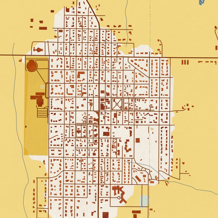 Cuba City Wisconsin Map Print in Woodblock Style Zoomed In Close Up Showing Details