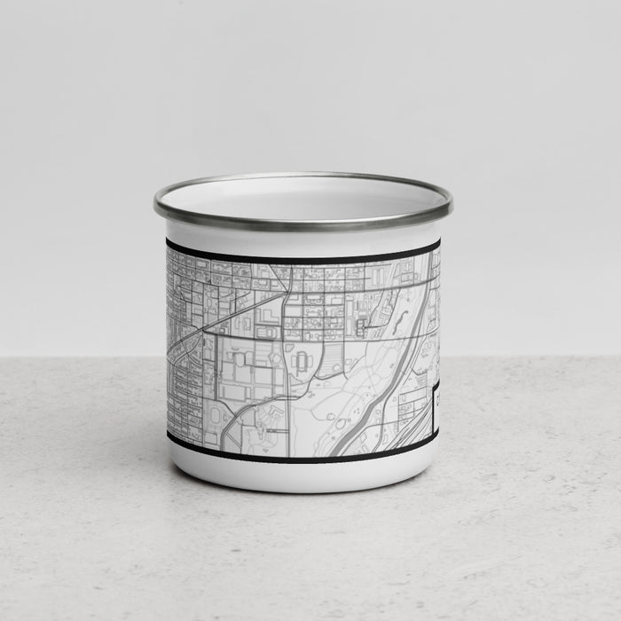 Front View Custom Cultural District Fort Worth Map Enamel Mug in Classic