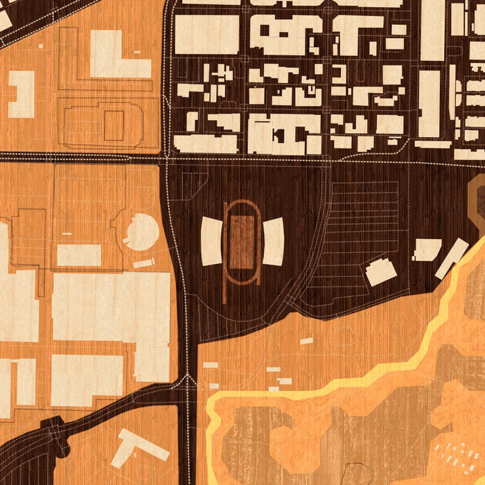 Cultural District Fort Worth Map Print in Ember Style Zoomed In Close Up Showing Details