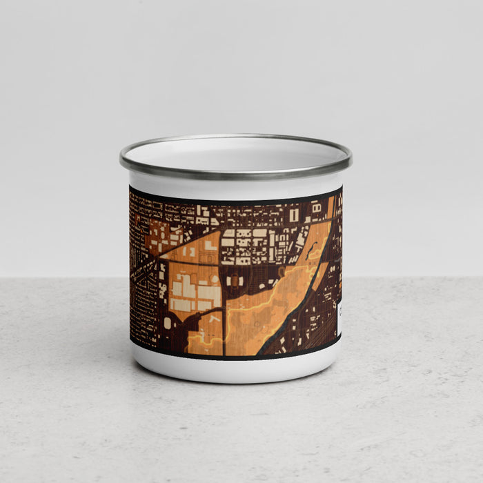 Front View Custom Cultural District Fort Worth Map Enamel Mug in Ember