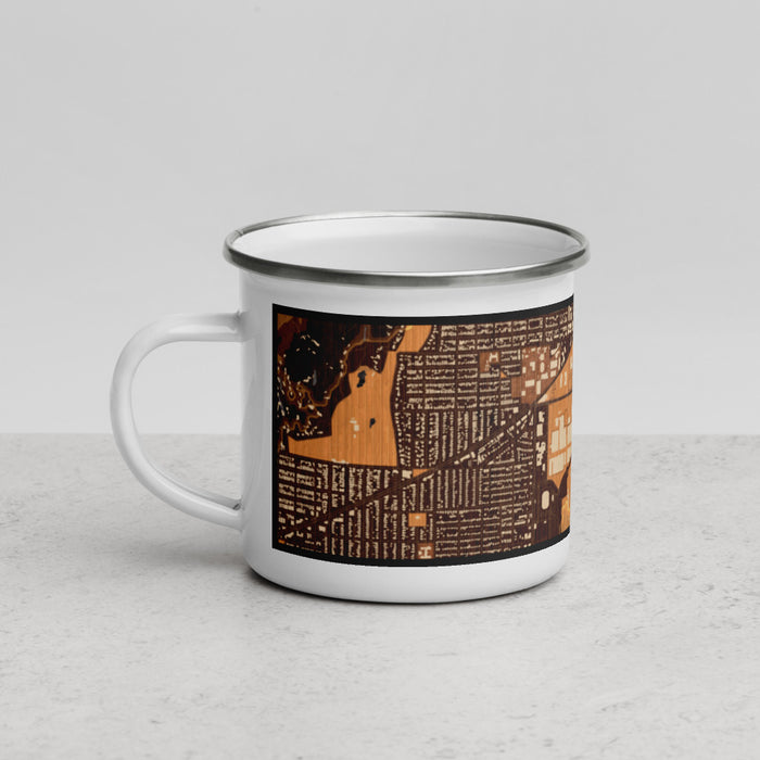 Left View Custom Cultural District Fort Worth Map Enamel Mug in Ember