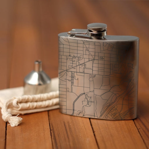 Cultural District Fort Worth Custom Engraved City Map Inscription Coordinates on 6oz Stainless Steel Flask
