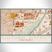 Cultural District Fort Worth Map Print Landscape Orientation in Woodblock Style With Shaded Background