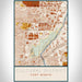 Cultural District Fort Worth Map Print Portrait Orientation in Woodblock Style With Shaded Background