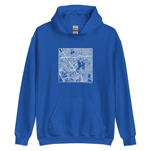 Culver City California  Map Unisex Hoodie Sweater with City inscription in Royal Blue