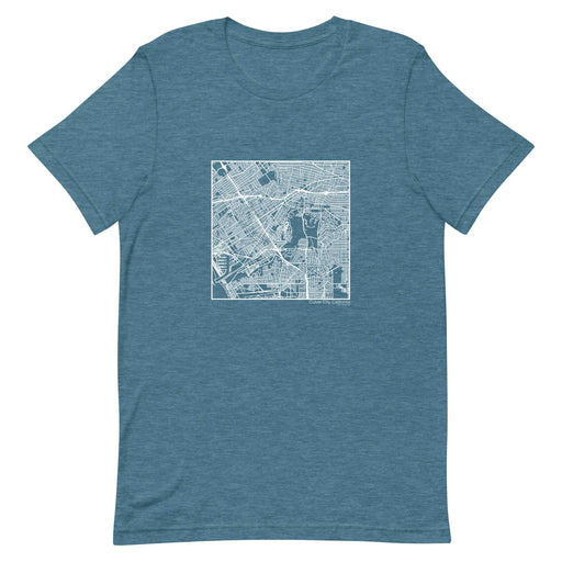 Culver City California  Map Unisex T-Shirt with City inscription in Heather Teal