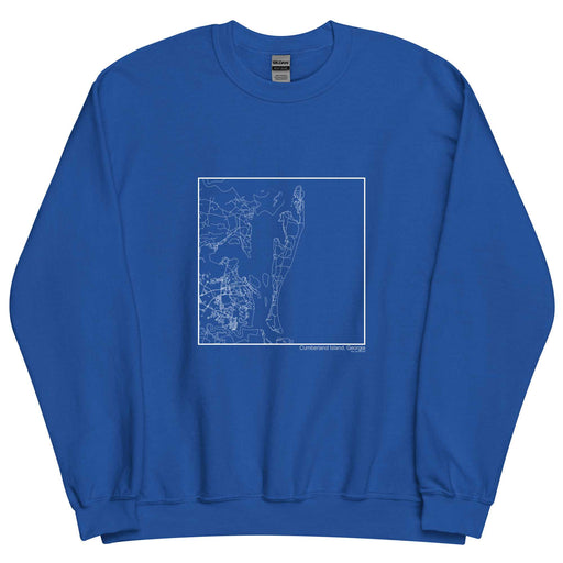 Cumberland Island Georgia  Map Unisex Crewneck Sweater with City inscription in Royal Blue