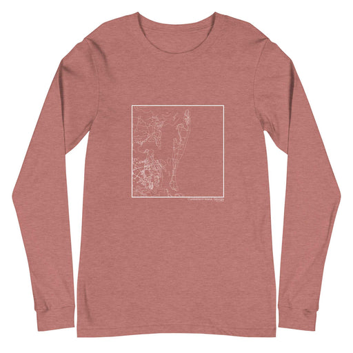 Cumberland Island Georgia  Map Unisex Long-Sleeve T-shirt with City inscription in Heather Mauve