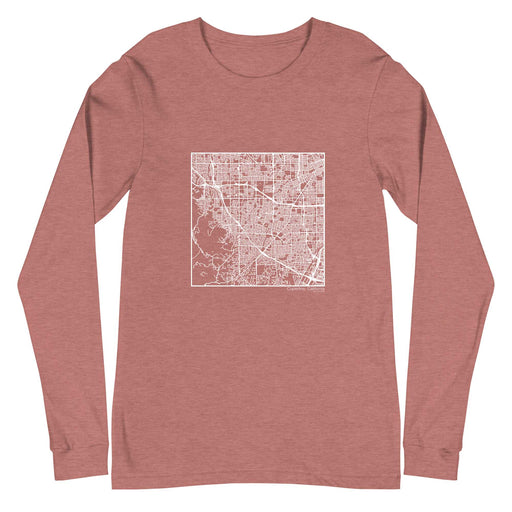 Cupertino California  Map Unisex Long-Sleeve T-shirt with City inscription in Heather Mauve