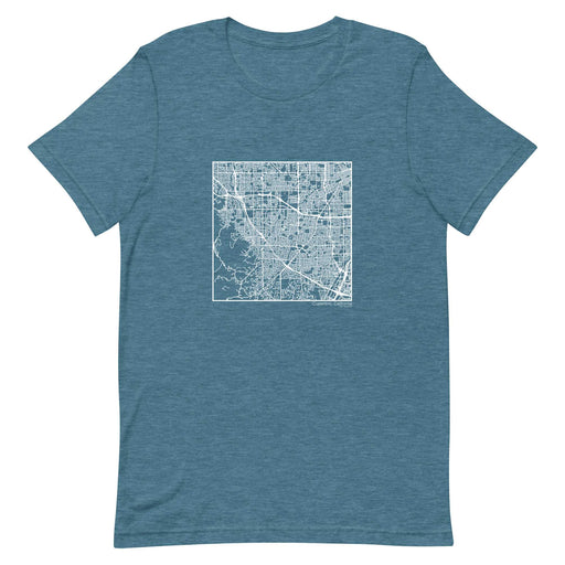 Cupertino California  Map Unisex T-Shirt with City inscription in Heather Teal